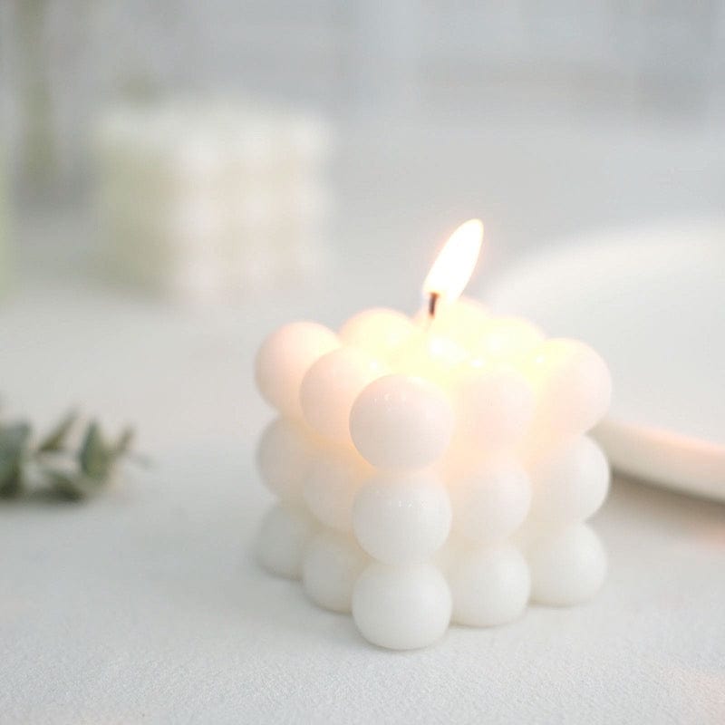 2 Bubble Cube Unscented Paraffin Wax Candles Wedding Centerpieces