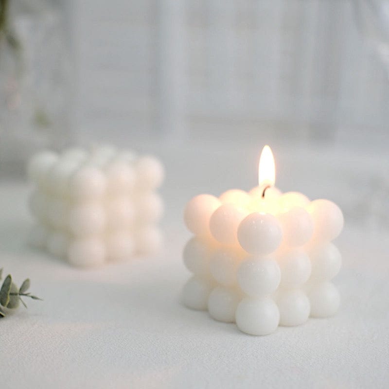 2 Bubble Cube Unscented Paraffin Wax Candles Wedding Centerpieces