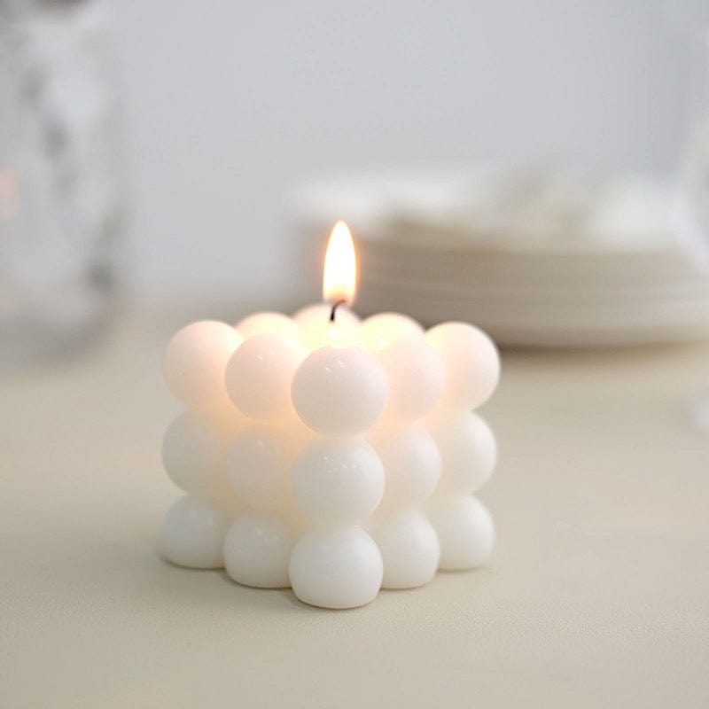 2 Bubble Cube Unscented Paraffin Wax Candles Wedding Centerpieces