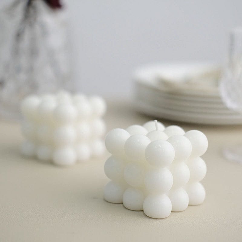 2 Bubble Cube Unscented Paraffin Wax Candles Wedding Centerpieces