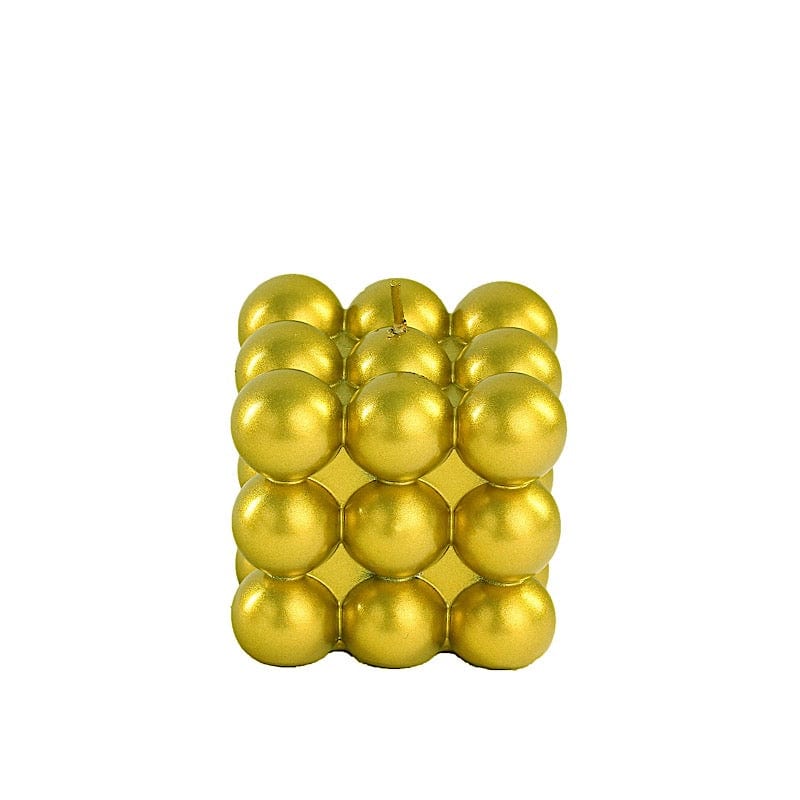 2 Bubble Cube Unscented Paraffin Wax Candles Wedding Centerpieces CAND_PL002_2_GOLD