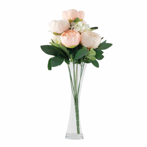 2 Bushes 14 Silk Peony and 72 Hydrangeas Flowers - Light Pink and Blush ARTI_BOUQ_PEO02_046