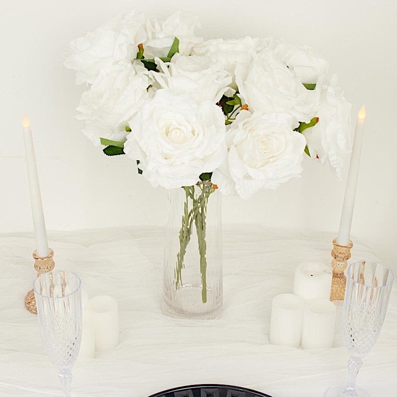 2 Bushes 17" Premium Silk Roses Artificial Flowers Bouquets