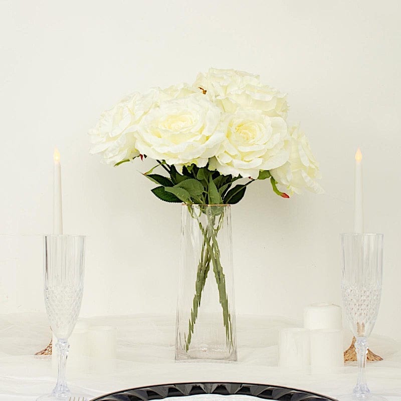 2 Bushes 17" Premium Silk Roses Artificial Flowers Bouquets