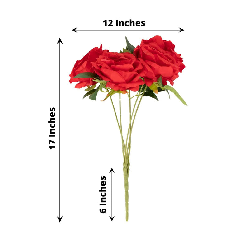 2 Bushes 17" Premium Silk Roses Artificial Flowers Bouquets