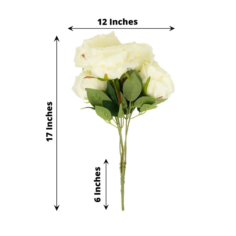 2 Bushes 17" Premium Silk Roses Artificial Flowers Bouquets