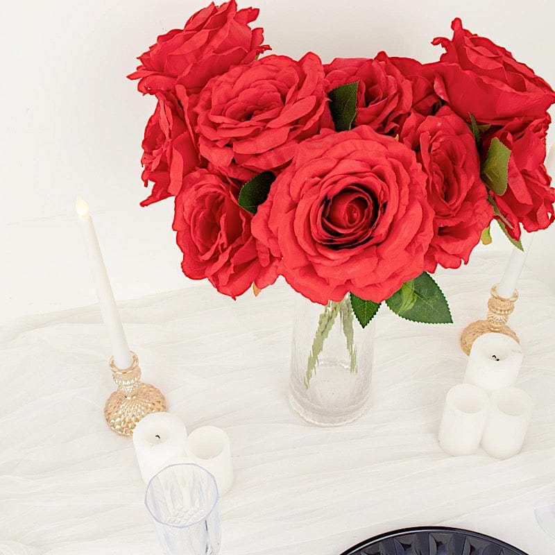 2 Bushes 17" Premium Silk Roses Artificial Flowers Bouquets