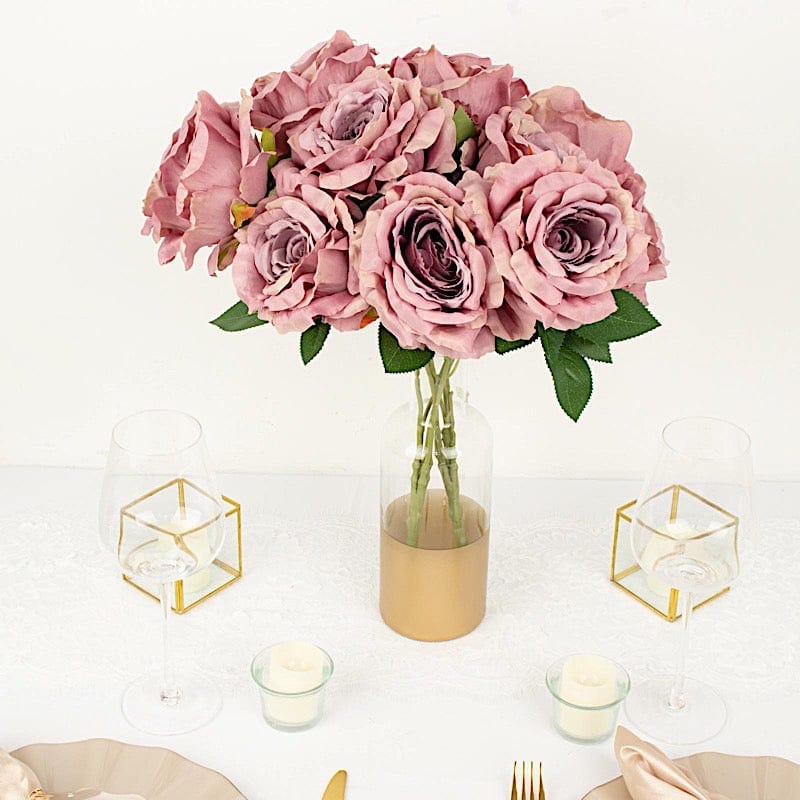 2 Bushes 17" Premium Silk Roses Artificial Flowers Bouquets