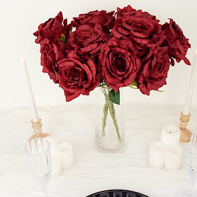 2 Bushes 17" Premium Silk Roses Artificial Flowers Bouquets