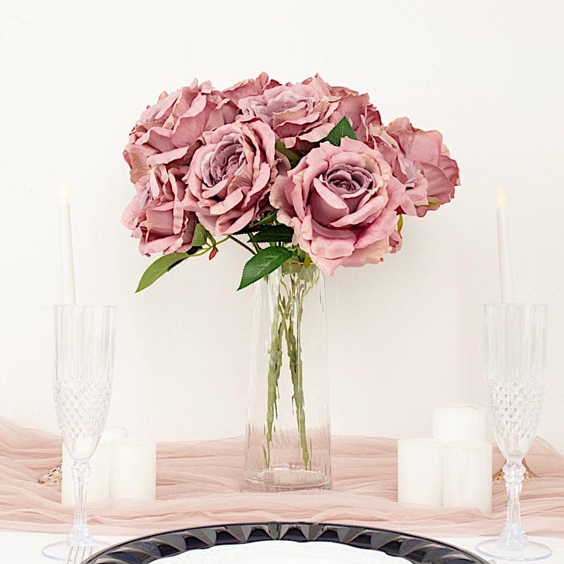 2 Bushes 17" Premium Silk Roses Artificial Flowers Bouquets