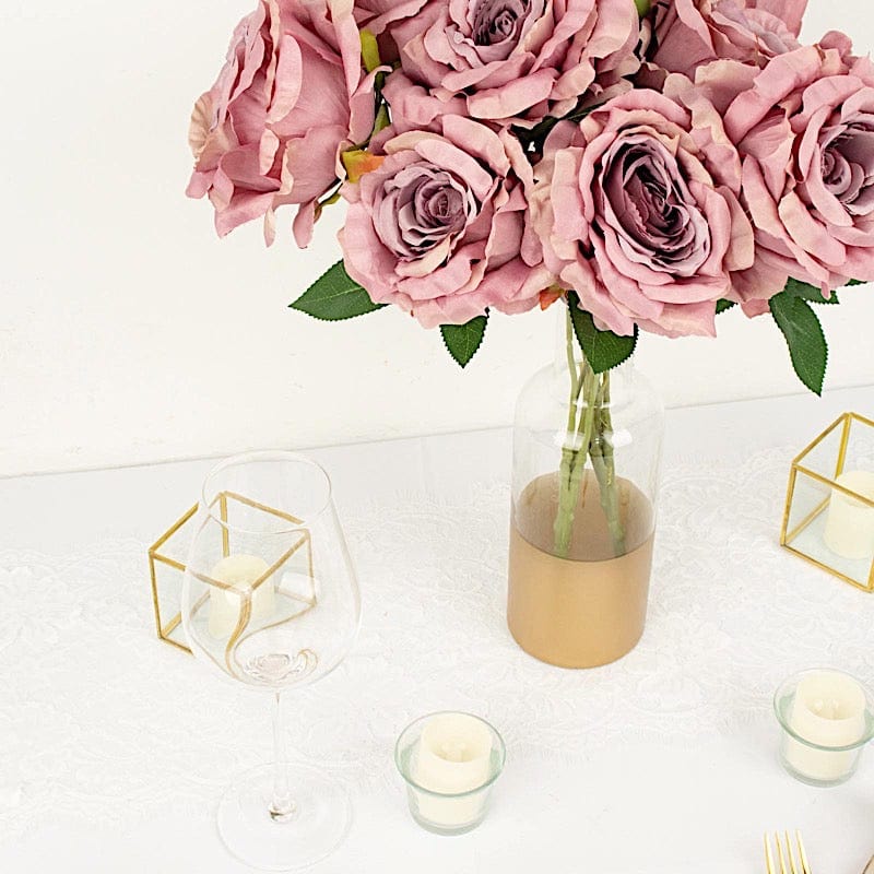 2 Bushes 17" Premium Silk Roses Artificial Flowers Bouquets