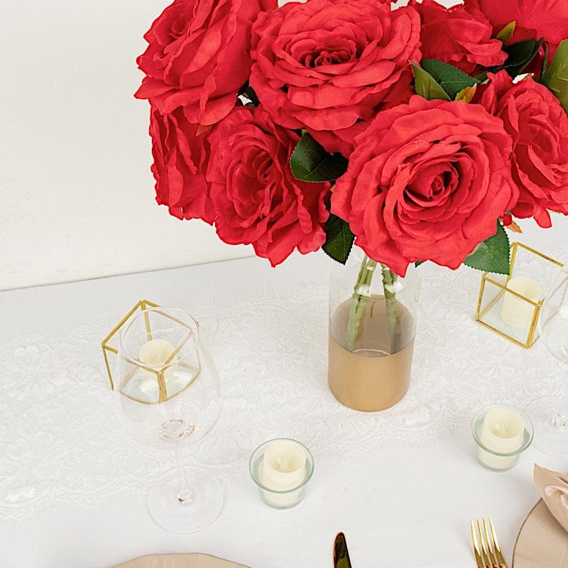 2 Bushes 17" Premium Silk Roses Artificial Flowers Bouquets