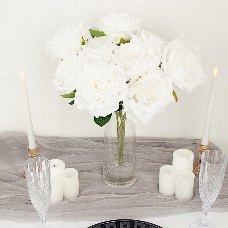 2 Bushes 17" Premium Silk Roses Artificial Flowers Bouquets