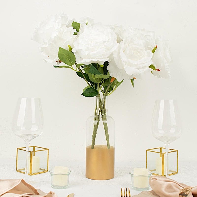 2 Bushes 17" Premium Silk Roses Artificial Flowers Bouquets