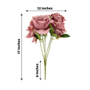 2 Bushes 17" Premium Silk Roses Artificial Flowers Bouquets