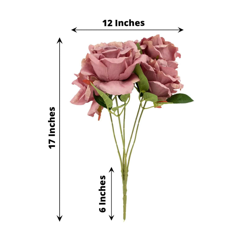 2 Bushes 17" Premium Silk Roses Artificial Flowers Bouquets