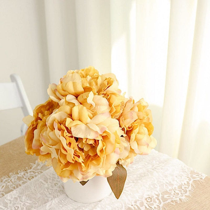 2 Bushes 17" Silk Artificial Peony Flowers Bouquets
