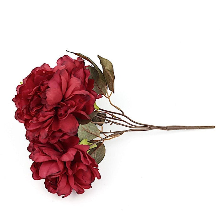 2 Bushes 17" Silk Artificial Peony Flowers Bouquets ARTI_BOUQ_PEO12_BURG