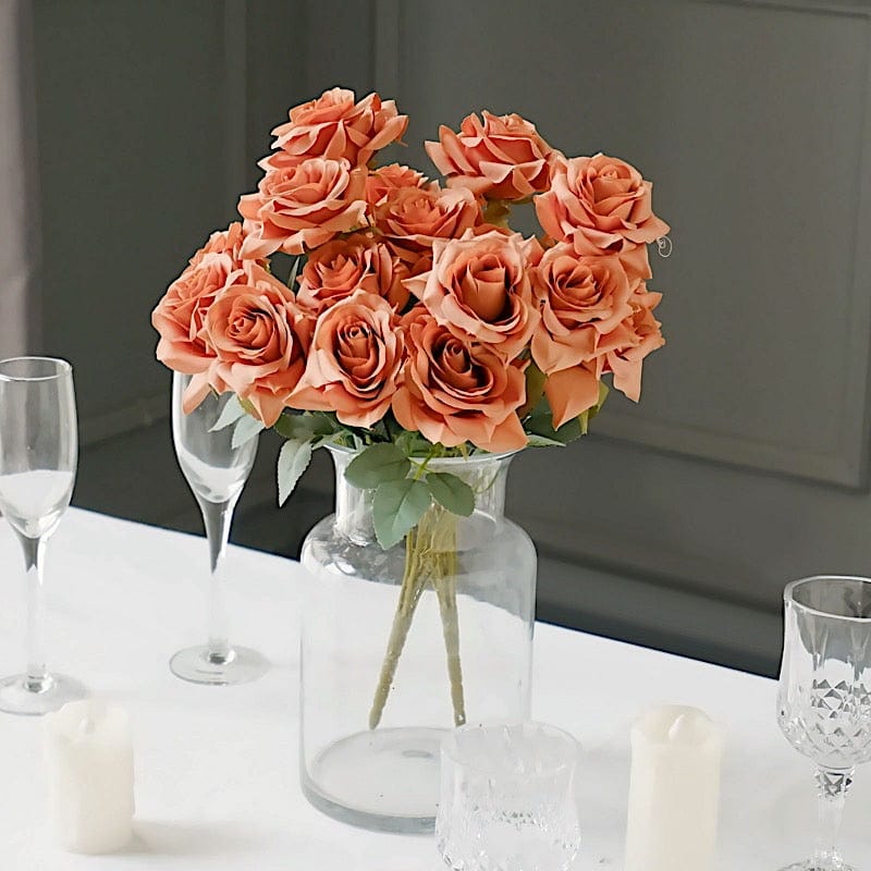 2 Bushes 17" Silk Roses Artificial Flowers Bouquets