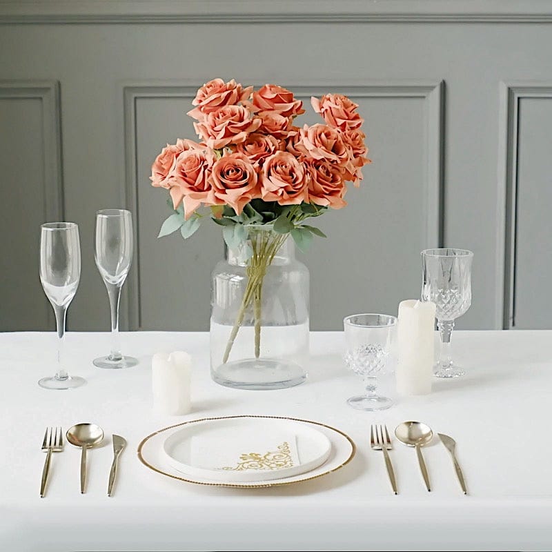 2 Bushes 17" Silk Roses Artificial Flowers Bouquets