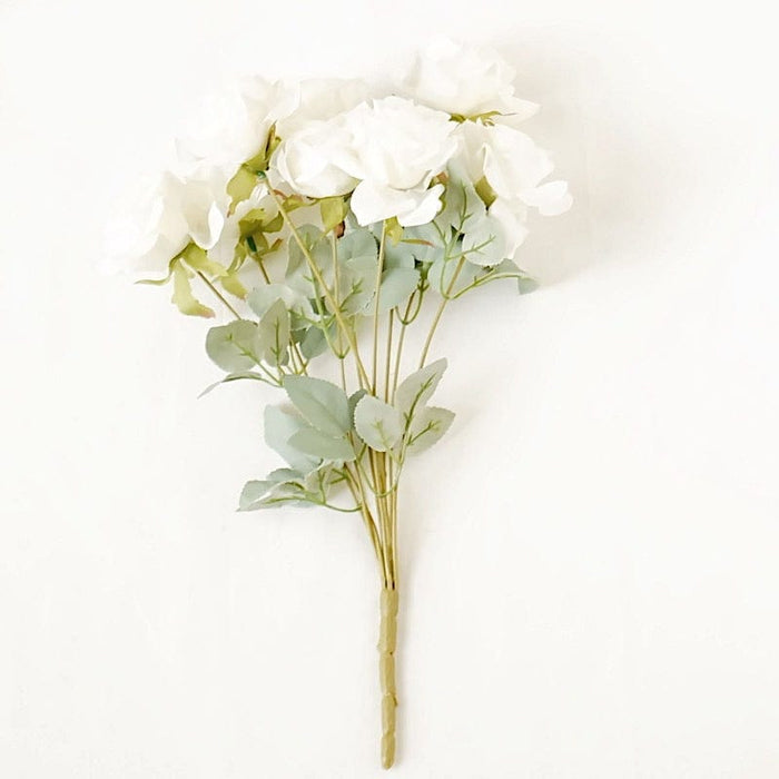 2 Bushes 17" Silk Roses Artificial Flowers Bouquets ARTI_RS007_IVR