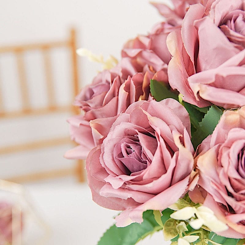 2 Bushes 18" tall Artificial Faux Silk Rose Flowers Bouquet