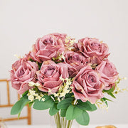 2 Bushes 18" tall Artificial Faux Silk Rose Flowers Bouquet