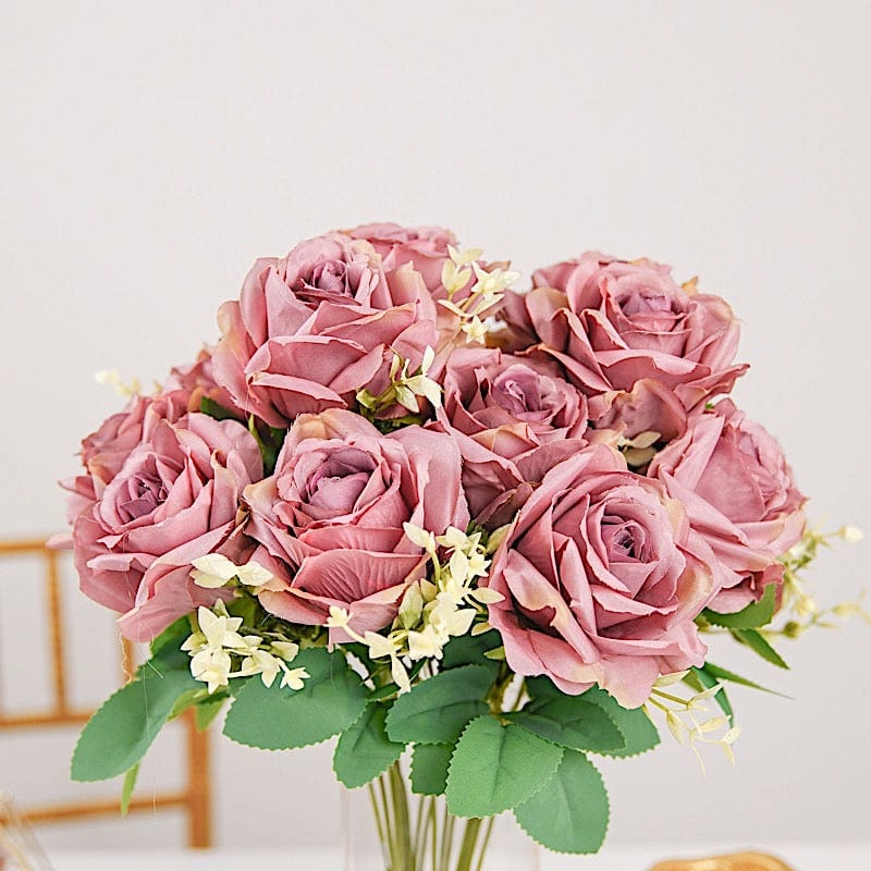 2 Bushes 18" tall Artificial Faux Silk Rose Flowers Bouquet