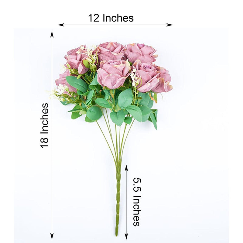 2 Bushes 18" tall Artificial Faux Silk Rose Flowers Bouquet