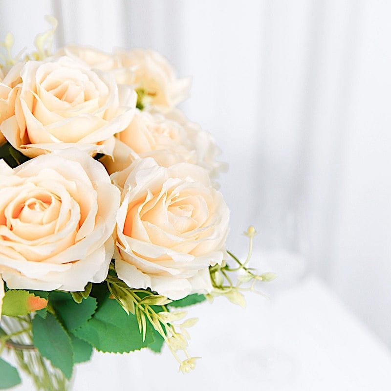 2 Bushes 18" tall Artificial Faux Silk Rose Flowers Bouquet