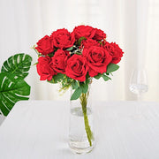 2 Bushes 18" tall Artificial Faux Silk Rose Flowers Bouquet