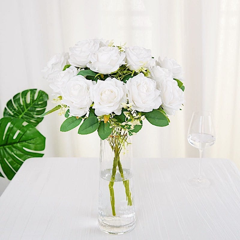 2 Bushes 18" tall Artificial Faux Silk Rose Flowers Bouquet