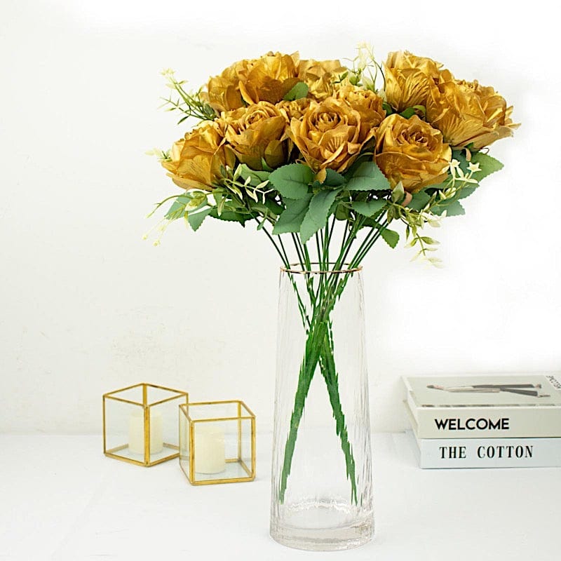 2 Bushes 18" tall Artificial Faux Silk Rose Flowers Bouquet