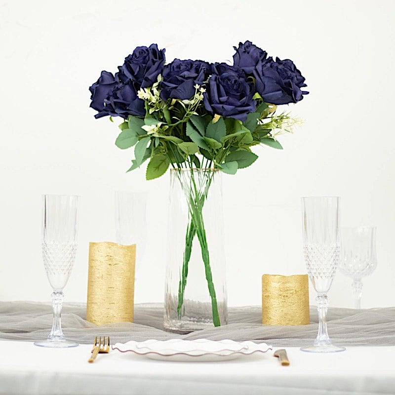 2 Bushes 18" tall Artificial Faux Silk Rose Flowers Bouquet