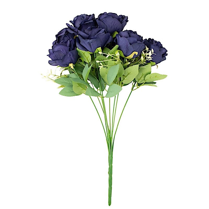 2 Bushes 18" tall Artificial Faux Silk Rose Flowers Bouquet ARTI_RS005_NAVY
