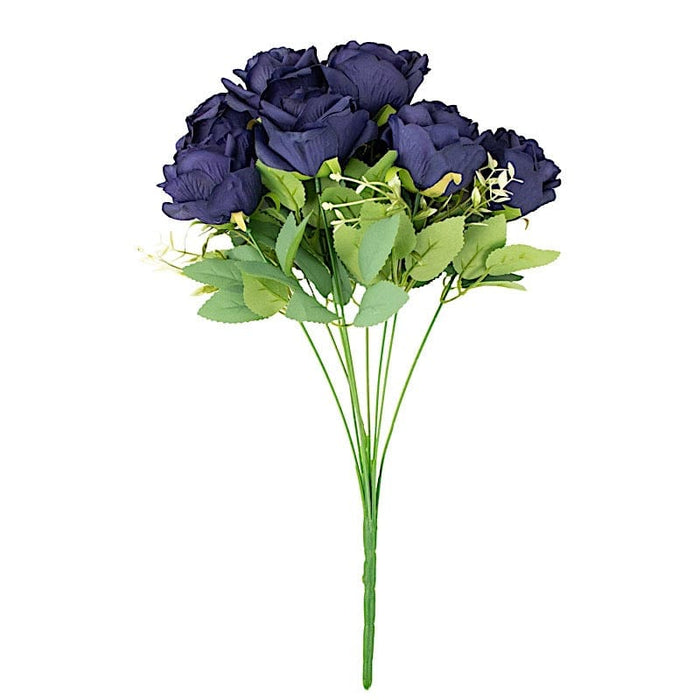2 Bushes 18" tall Artificial Faux Silk Rose Flowers Bouquet ARTI_RS005_NAVY
