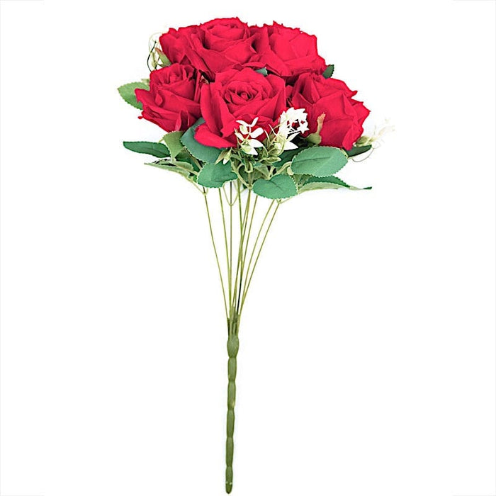 2 Bushes 18" tall Artificial Faux Silk Rose Flowers Bouquet ARTI_RS005_RED