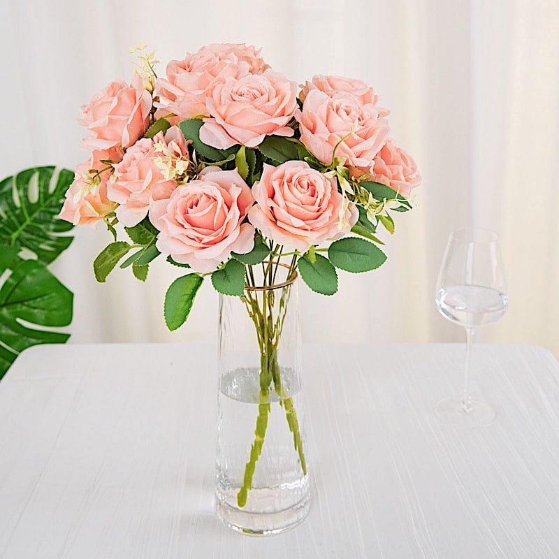 2 Bushes 18" tall Artificial Faux Silk Rose Flowers Bouquet - Blush ARTI_RS005_046