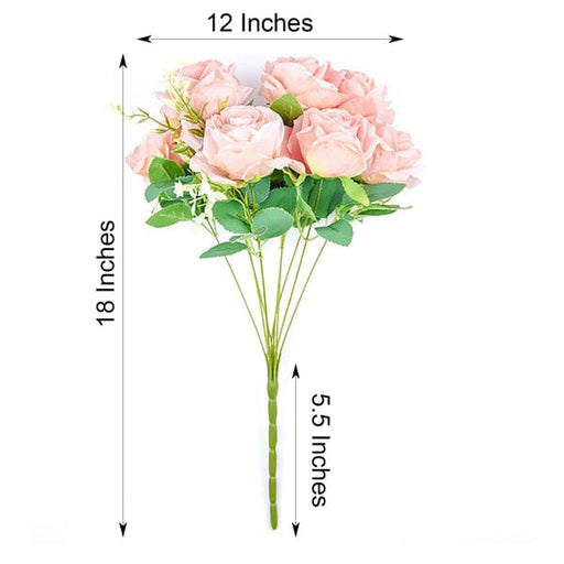 2 Bushes 18" tall Artificial Faux Silk Rose Flowers Bouquet - Blush ARTI_RS005_046