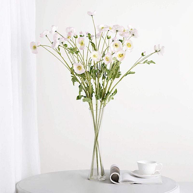 2 Bushes 33" Long Stem Silk Artificial Poppy Flower Sprays