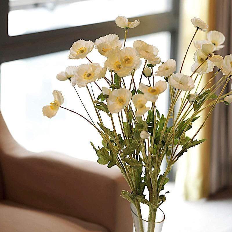 2 Bushes 33" Long Stem Silk Artificial Poppy Flower Sprays