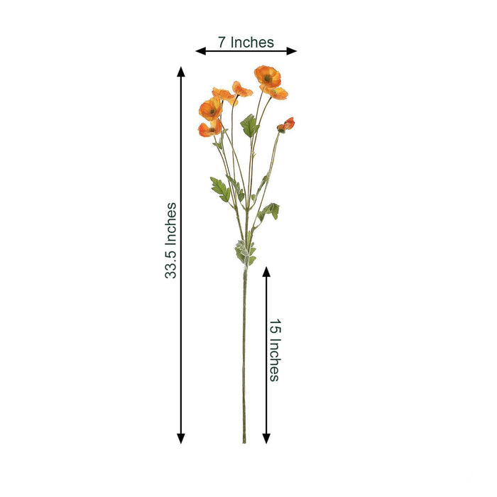 2 Bushes 33" Long Stem Silk Artificial Poppy Flower Sprays