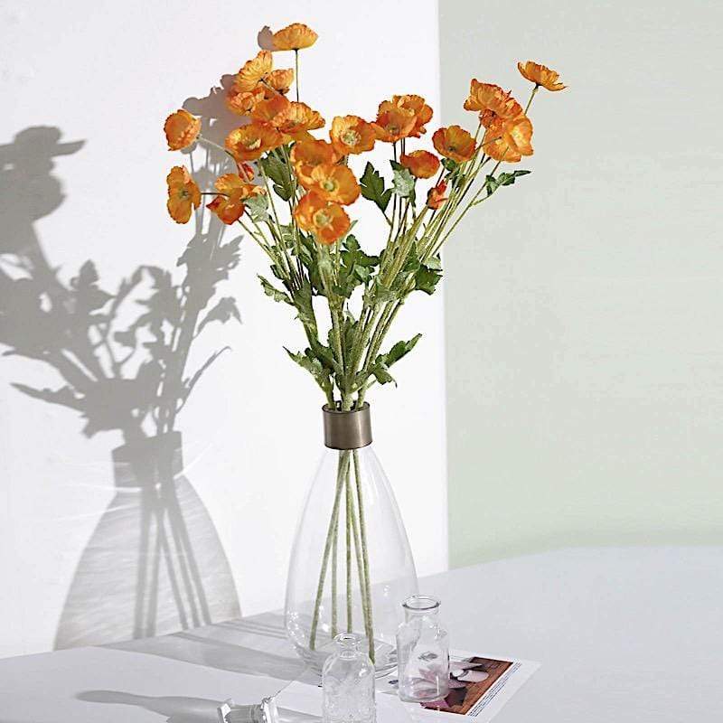 2 Bushes 33" Long Stem Silk Artificial Poppy Flower Sprays
