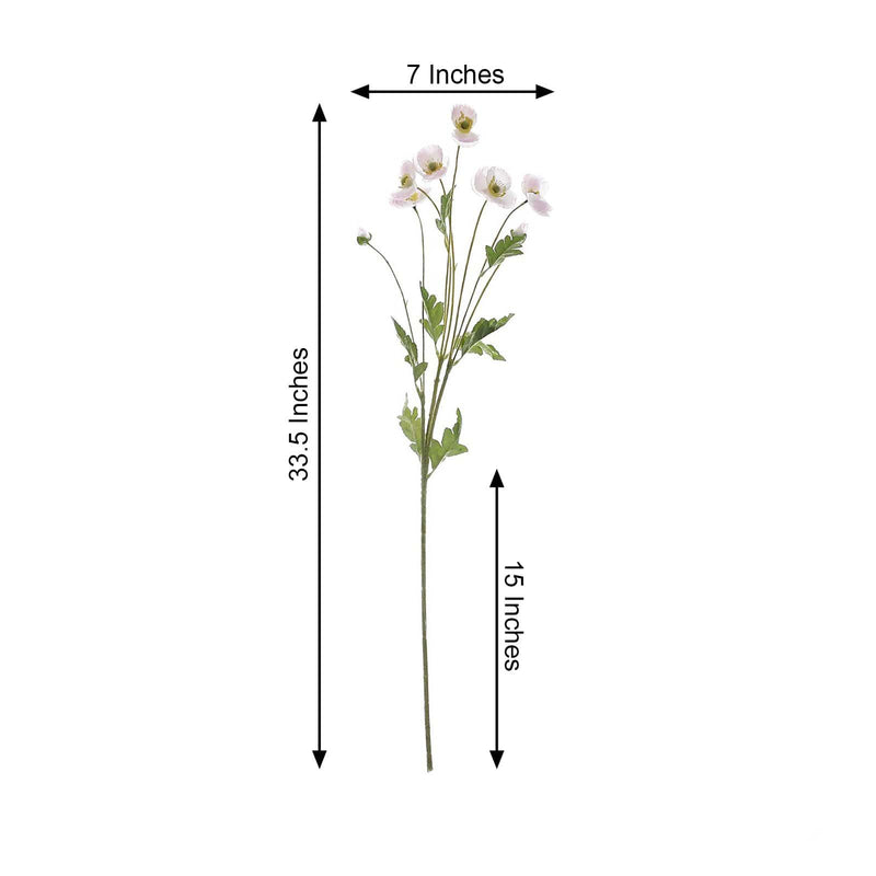 2 Bushes 33" Long Stem Silk Artificial Poppy Flower Sprays