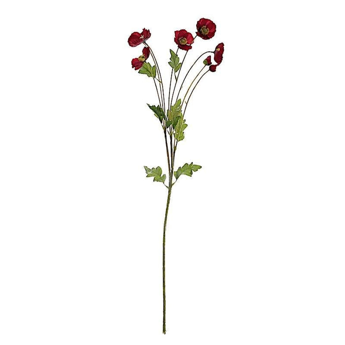 2 Bushes 33" Long Stem Silk Artificial Poppy Flower Sprays ARTI_POPY_002_RED