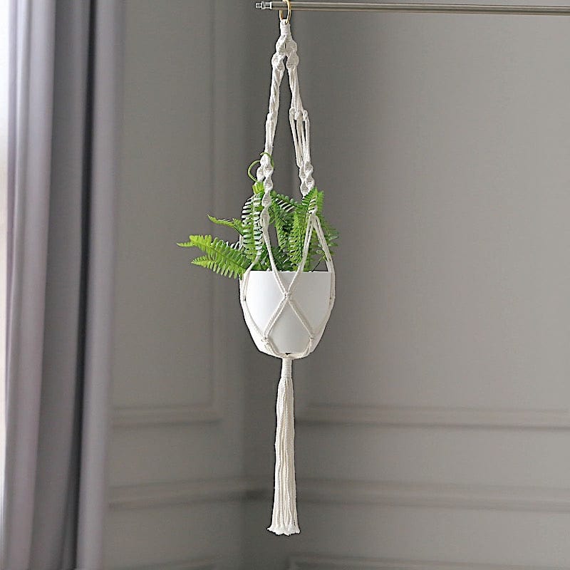 2 Cotton Ropes Macrame Indoor Pot Holders Planter Hanger - Ivory PLNT_HANG_COT_001_WHT