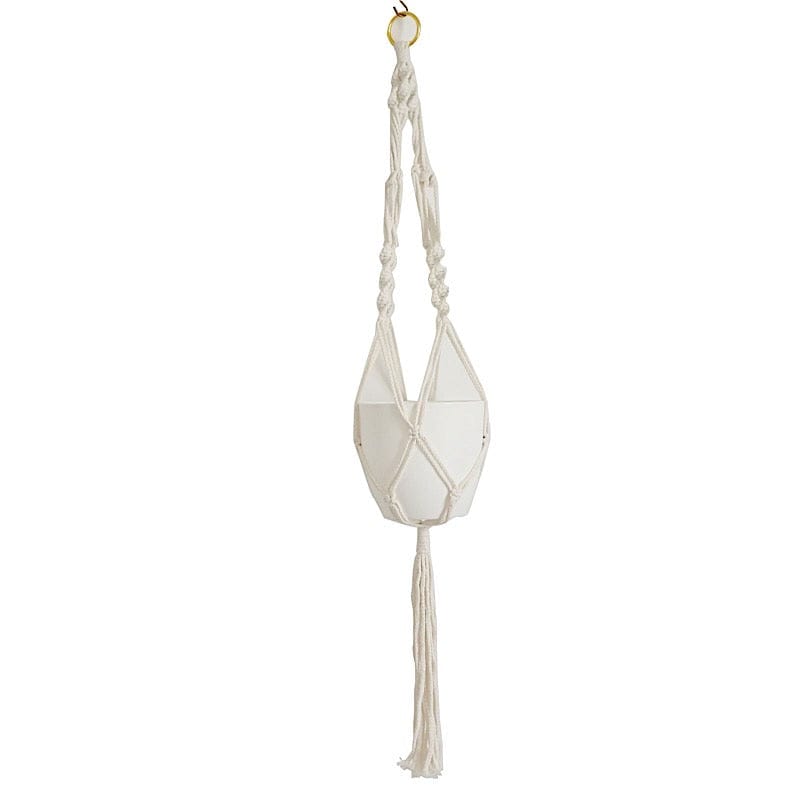2 Cotton Ropes Macrame Indoor Pot Holders Planter Hanger - Ivory PLNT_HANG_COT_001_WHT