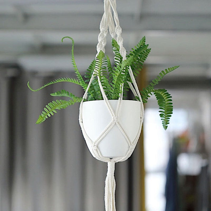 2 Cotton Ropes Macrame Indoor Pot Holders Planter Hanger - Ivory PLNT_HANG_COT_001_WHT