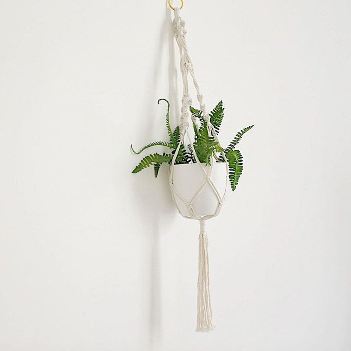 2 Cotton Ropes Macrame Indoor Pot Holders Planter Hanger - Ivory PLNT_HANG_COT_001_WHT