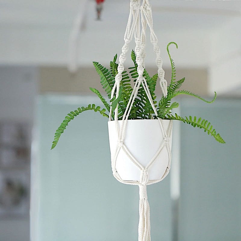 2 Cotton Ropes Macrame Indoor Pot Holders Planter Hanger - Ivory PLNT_HANG_COT_001_WHT